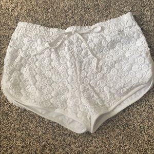 White lace detail shorts